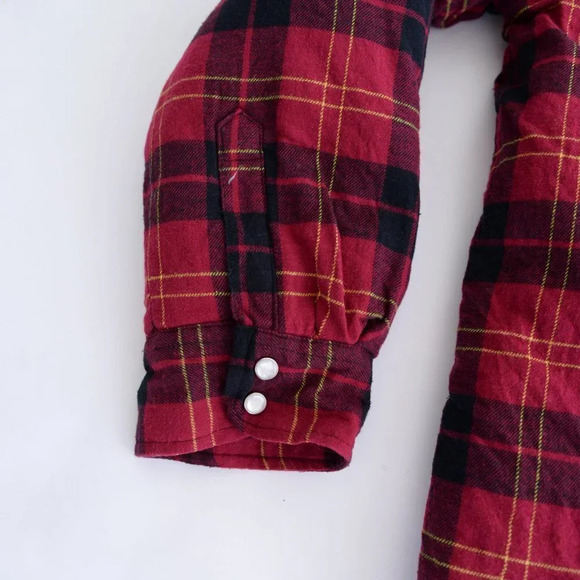 Dickies Red Black Checker Pattern with Thick Lining Button Up Shacket Jack Sz XL - Picture 10 of 14